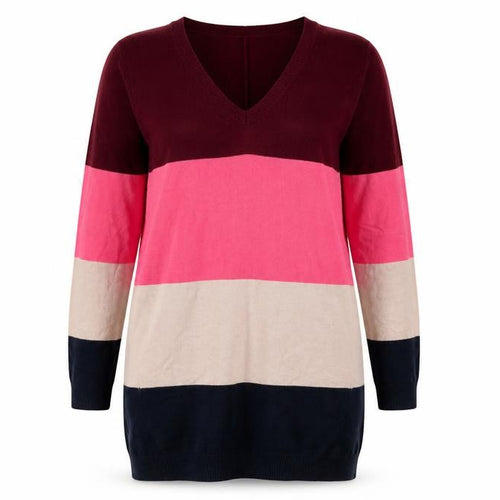 Marks and Spencer Womens Multicoloured Striped Acrylic Jumper Dress  Size 10  V-Neck Pullover