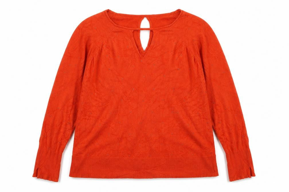trend Womens Orange  Viscose Pullover Sweatshirt Size 14  Pullover