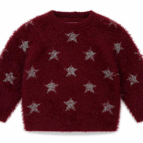 Marks and Spencer Girls Purple Geometric Acrylic Pullover Sweatshirt Size 2-3 Years  Pullover - Star Print
