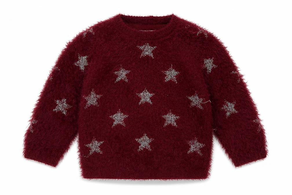 Marks and Spencer Girls Purple Geometric Acrylic Pullover Sweatshirt Size 2-3 Years  Pullover - Star Print