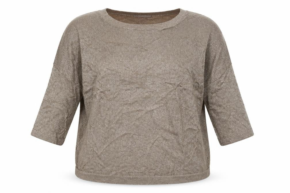 Front view of soaked women’s gold viscose pullover sweatshirt, size XS, pullover