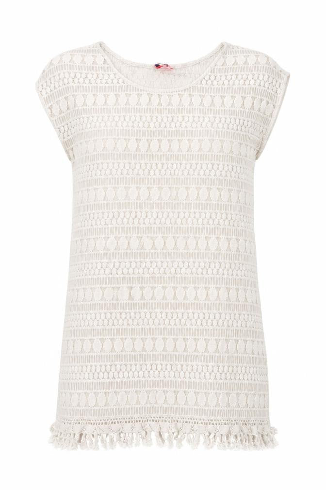 Front view of Stella & Dot women’s white cotton shift, size M, round neck