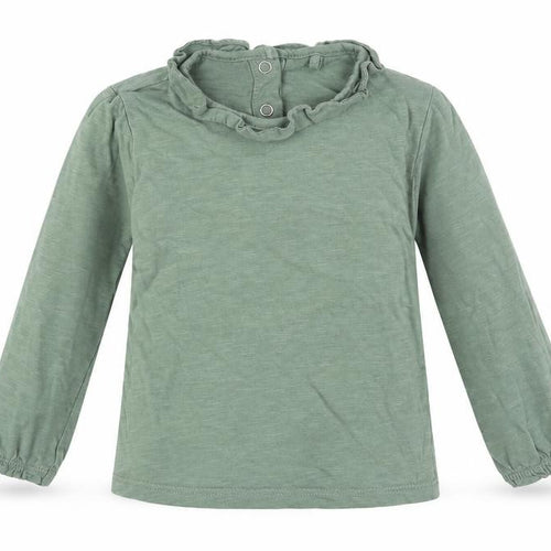 TU Girls Green  Cotton Basic T-Shirt Size 9-12 Months Round Neck