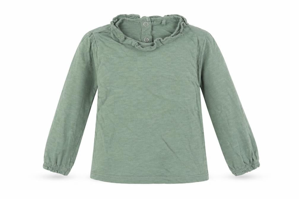 TU Girls Green  Cotton Basic T-Shirt Size 9-12 Months Round Neck