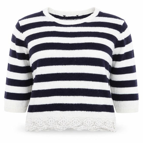 Dorothy Perkins Womens Blue Round Neck Striped Acrylic Pullover Jumper Size 12