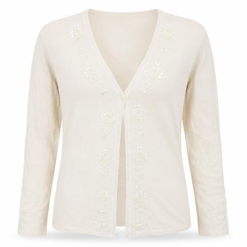 Croft & Barrow Womens Beige V-Neck  Acrylic Cardigan Jumper Size M