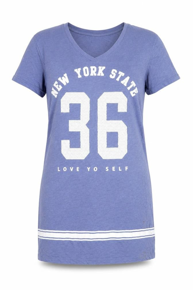 Front view of H&M women’s blue solid cotton top dress, size S