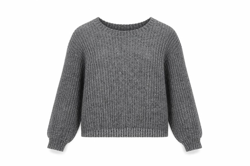 Front view of Zara women’s grey round neck jumper, size S