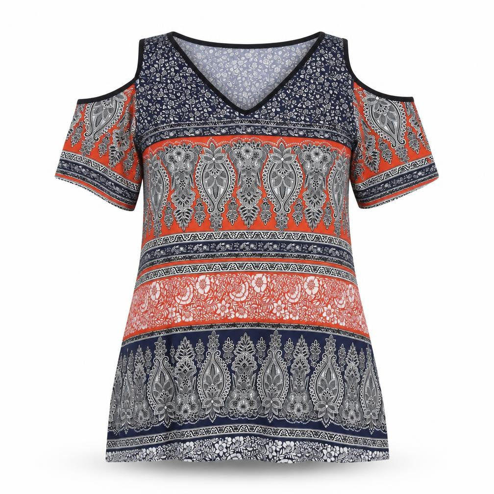 Front view of George women’s multicoloured paisley polyester a-line, size UK 12, v-neck