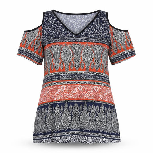 Front view of George women’s multicoloured paisley polyester a-line, size UK 12, v-neck