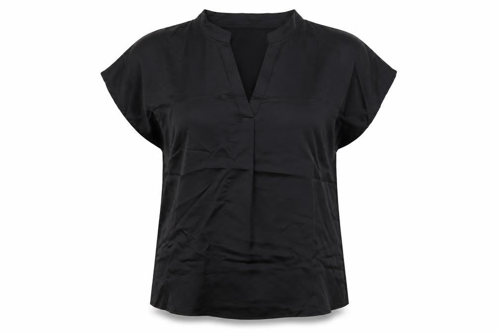 SHEIN Womens Black  Polyester Basic Button-Up Size L V-Neck