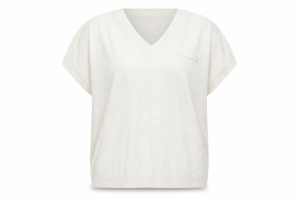 Front view of Next women’s white v-neck viscose jumper, size L