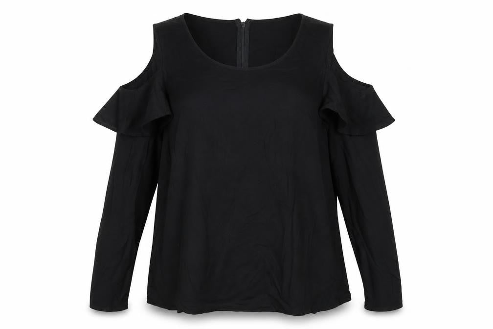 Just Fab Womens Black  Viscose Basic Blouse Size XL Round Neck