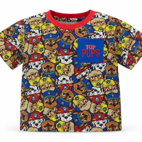 Character.Com Boys Blue Spotted Cotton Basic T-Shirt Size 5 Years Crew Neck  - Paw Patrol