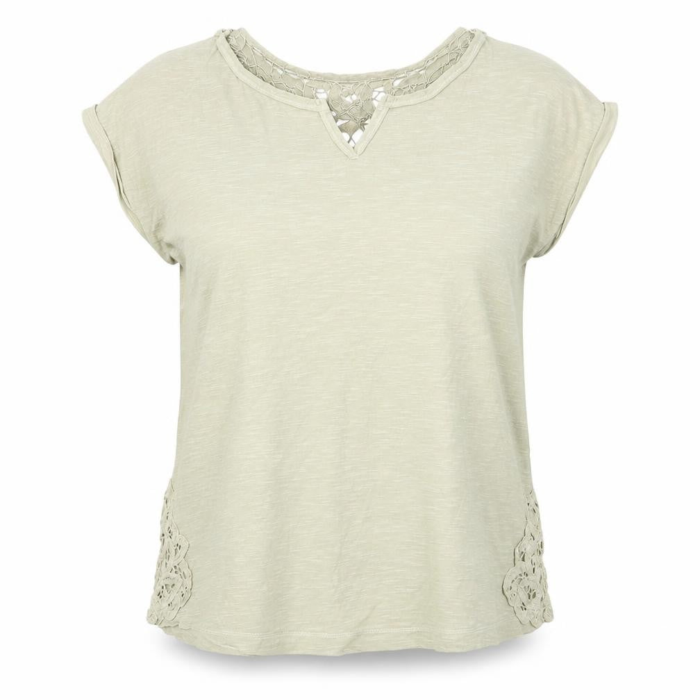 Front view of Next women’s green cotton basic t-shirt, size UK 12, round neck