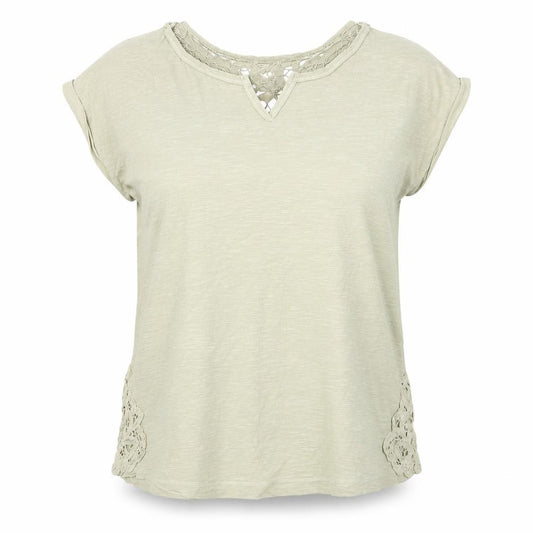 Front view of Next women’s green cotton basic t-shirt, size UK 12, round neck
