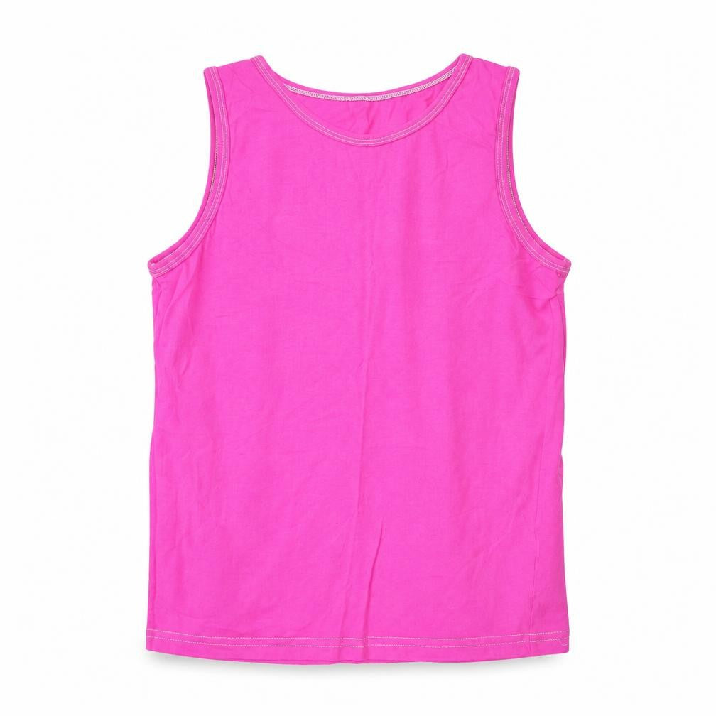 Front view of George girls’ pink cotton basic tank, size 9, years round neck