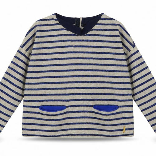 Marks and Spencer Girls Black Striped Cotton Basic Casual Size 6-7 Years Crew Neck Button - sparkly
