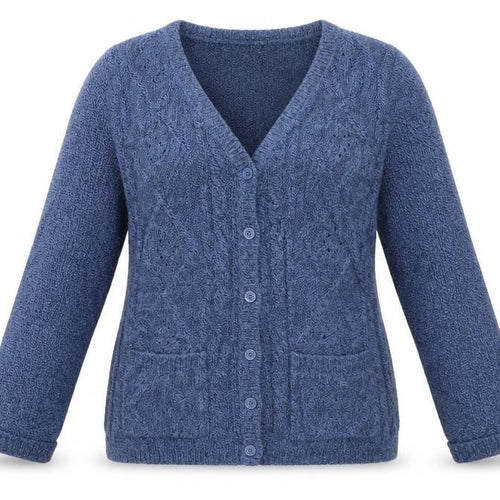 BM Womens Blue V-Neck  Acrylic Cardigan Jumper Size S