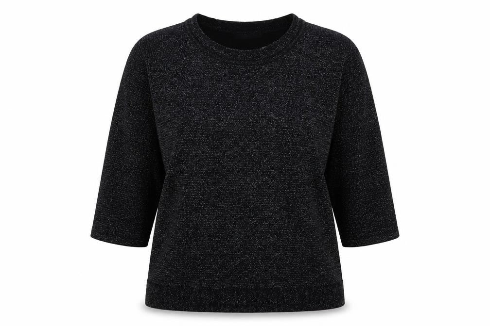 Front view of Bonmarché women’s black acrylic pullover sweatshirt, size M, pullover