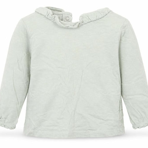 TU Girls Green  Cotton Basic T-Shirt Size 9-12 Months Round Neck