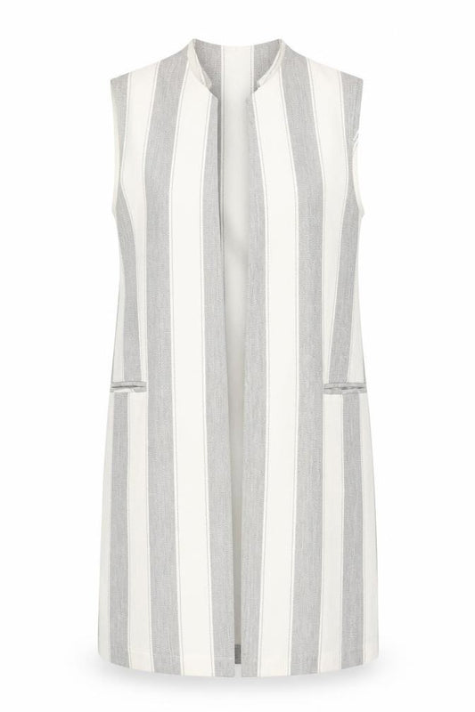 Front view of New Look women’s multicoloured striped polyester jacket blazer, size UK 12