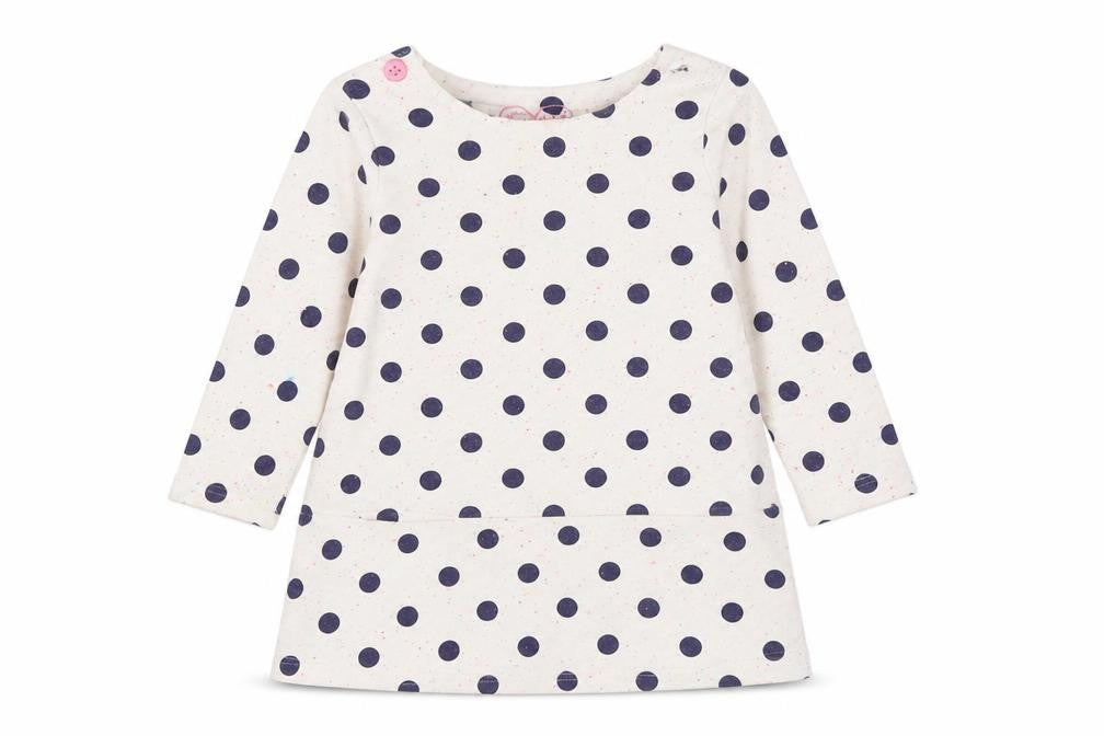 Mothercare Girls Multicoloured Polka Dot Cotton Jumper Dress  Size 9-12 Months  Round Neck