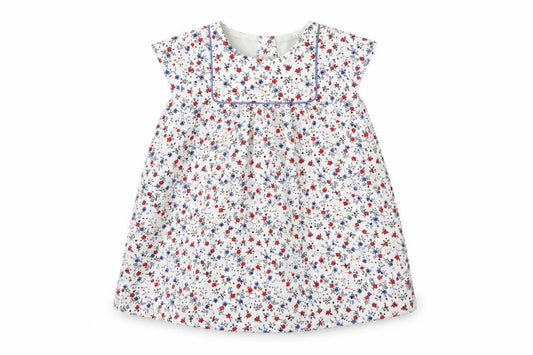 Front view of Mothercare girls’ multicoloured floral cotton a-line, size 9-12, months round neck