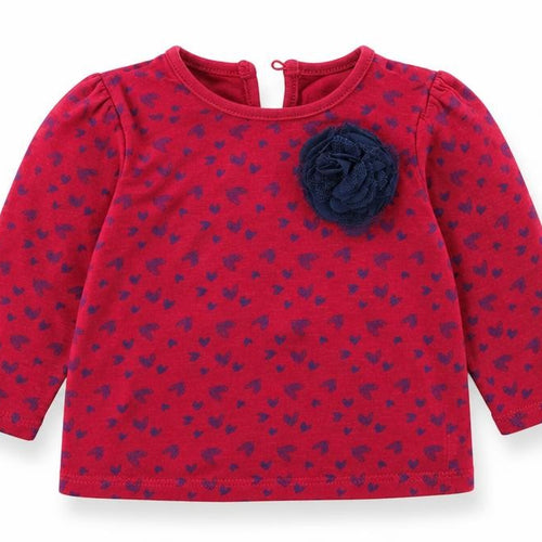 Matalan Girls Red Spotted Cotton Basic T-Shirt Size 9-12 Months Round Neck