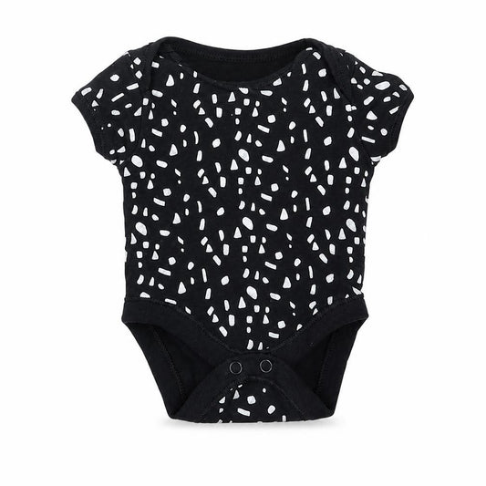 Front view of Primark Baby Black Geometric Cotton Babygrow One-Piece Size Newborn