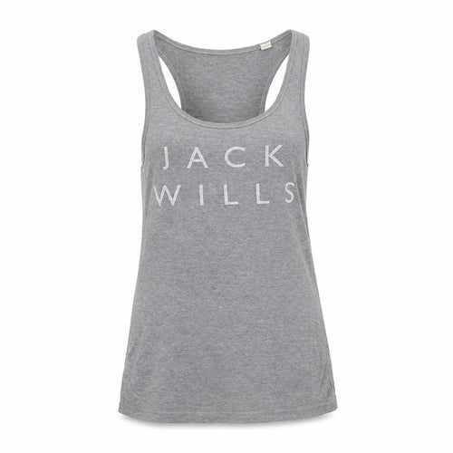 Jack Wills Womens Grey  Cotton Basic Tank Size 6 Round Neck