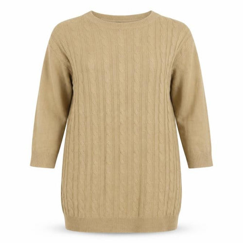 SheIn Womens Beige Crew Neck  Acrylic Tunic Jumper Size L