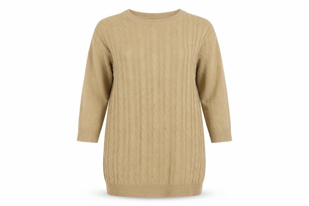 SheIn Womens Beige Crew Neck  Acrylic Tunic Jumper Size L