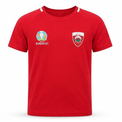 UEFA Boys Red  Polyester Jersey T-Shirt Size 13 Years Crew Neck  - Wales
