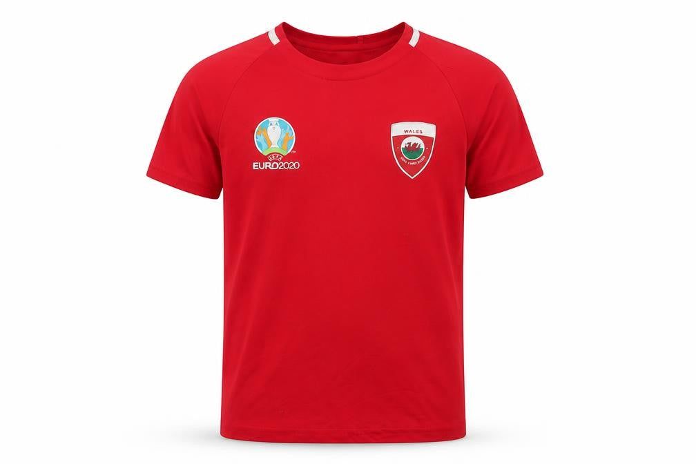 UEFA Boys Red  Polyester Jersey T-Shirt Size 13 Years Crew Neck  - Wales