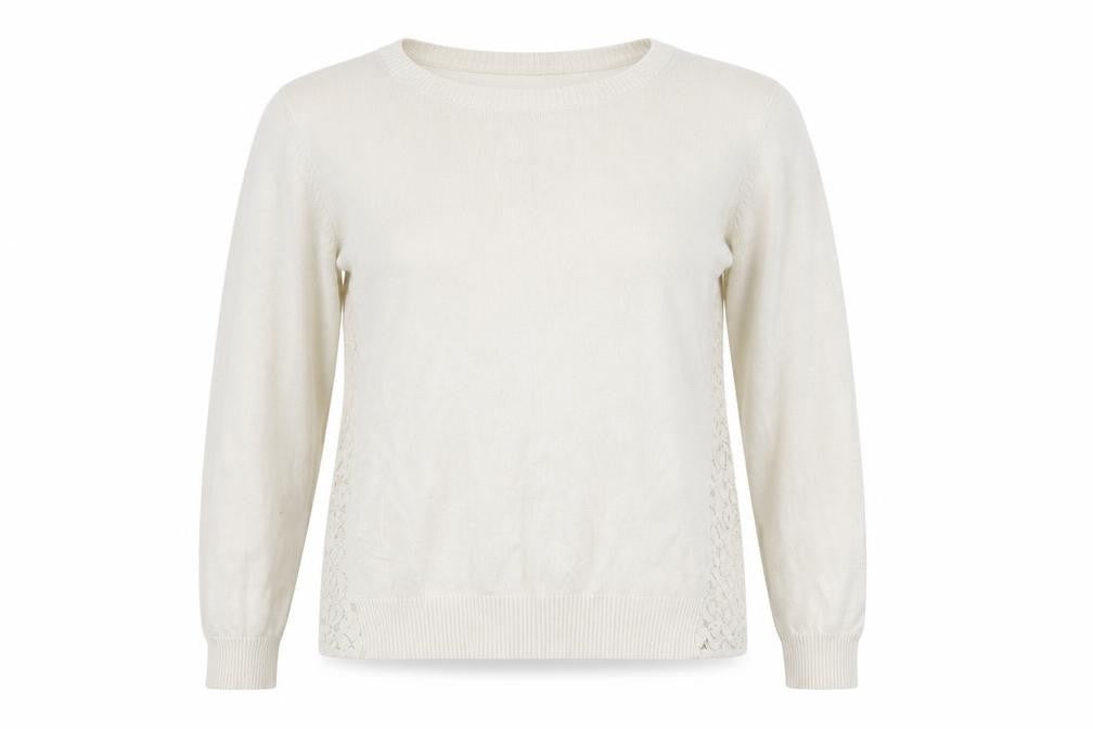 Originals Knitwear Womens White Crew Neck  Cotton Pullover Jumper Size L   - Lace Detail