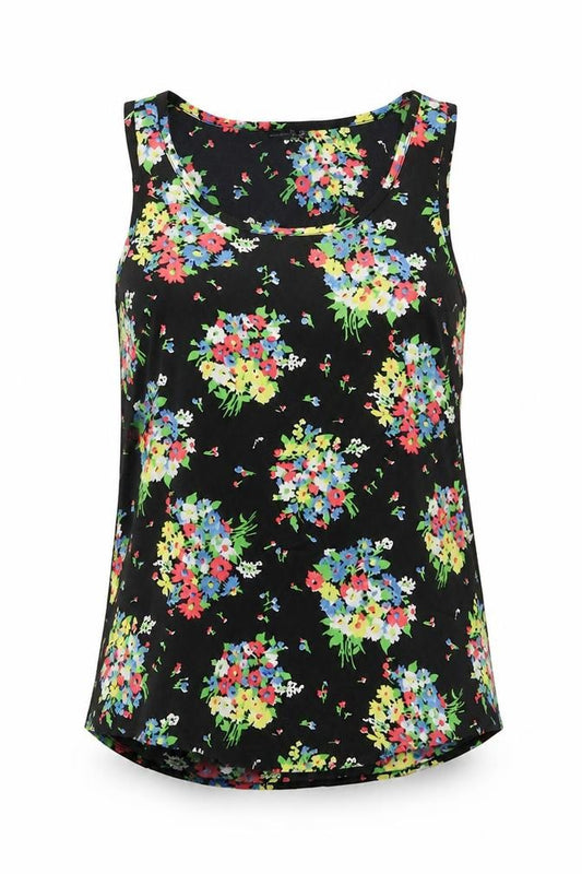 Front view of Atmosphere women’s multicoloured fair isle polyester basic tank, size UK 10, round neck