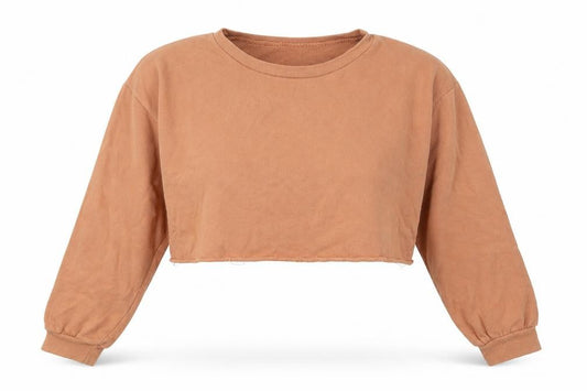 Front view of PRETTYLITTLETHING women’s beige cotton pullover sweatshirt, size UK 12, pullover
