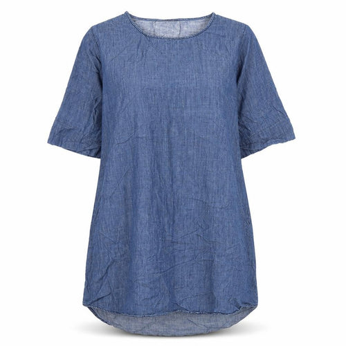 Viz-A-Viz Womens Blue  Cotton A-Line  Size S  Round Neck