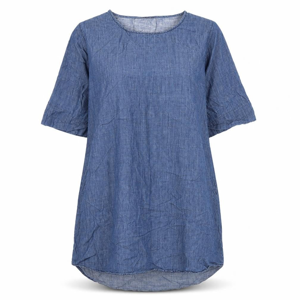 Viz-A-Viz Womens Blue  Cotton A-Line  Size S  Round Neck