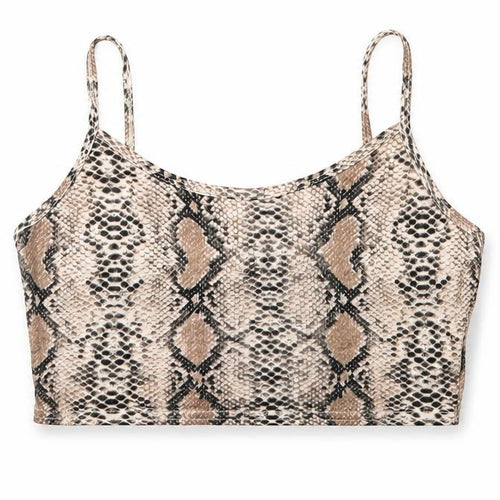 SheIn Womens Beige Animal Print Polyester Camisole Blouse Size L Round Neck - Snake Skin Print