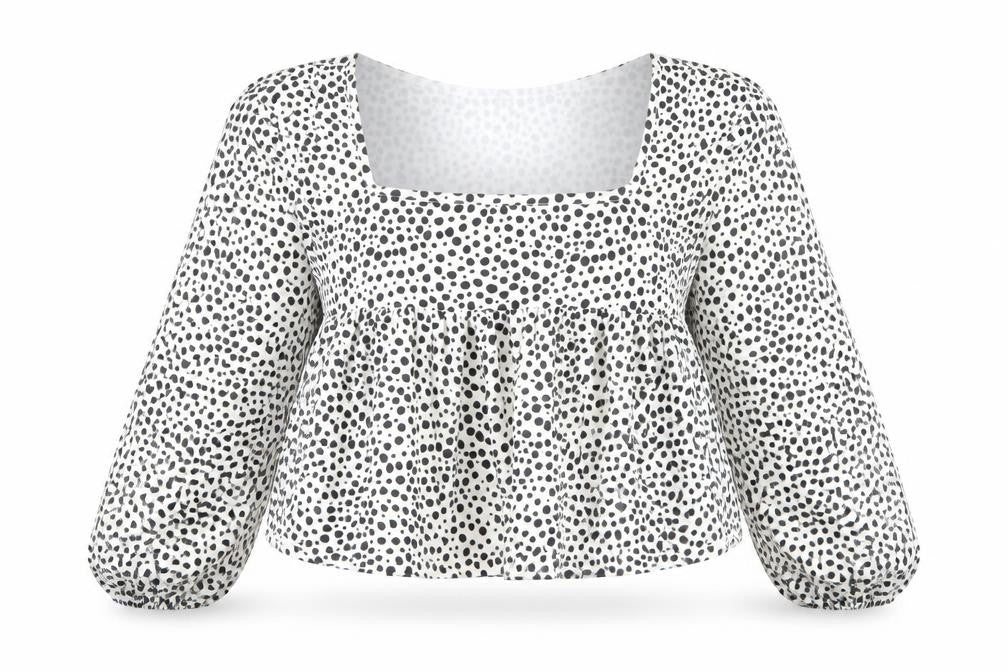 I SAW IT FIRST Womens White Animal Print Polyester Cropped Blouse Size 6 Square Neck - Leopard print