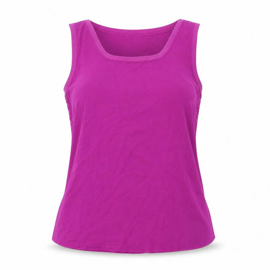 Front view of Papaya women’s purple polyester basic blouse, size UK 12, round neck