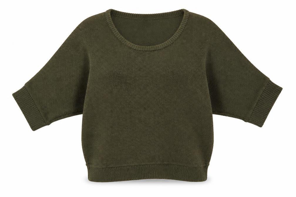 Front view of Sparkle & Fade women’s green acrylic pullover sweatshirt, size L, pullover