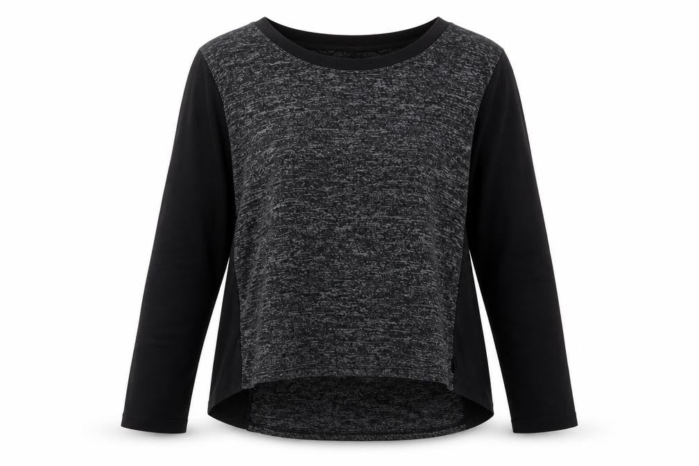 Front view of dante malan women’s grey viscose pullover sweatshirt, size L, pullover