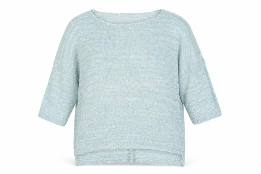 Front view of Papaya women’s green round neck viscose jumper, size UK 12