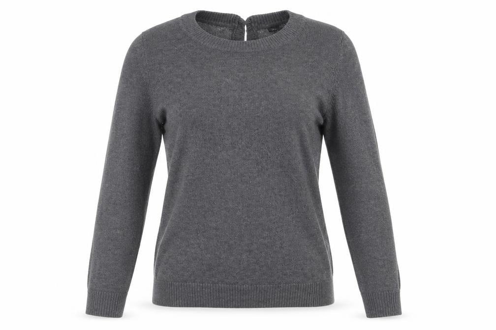Front view of H&M women’s grey round neck polyamide jumper, size S