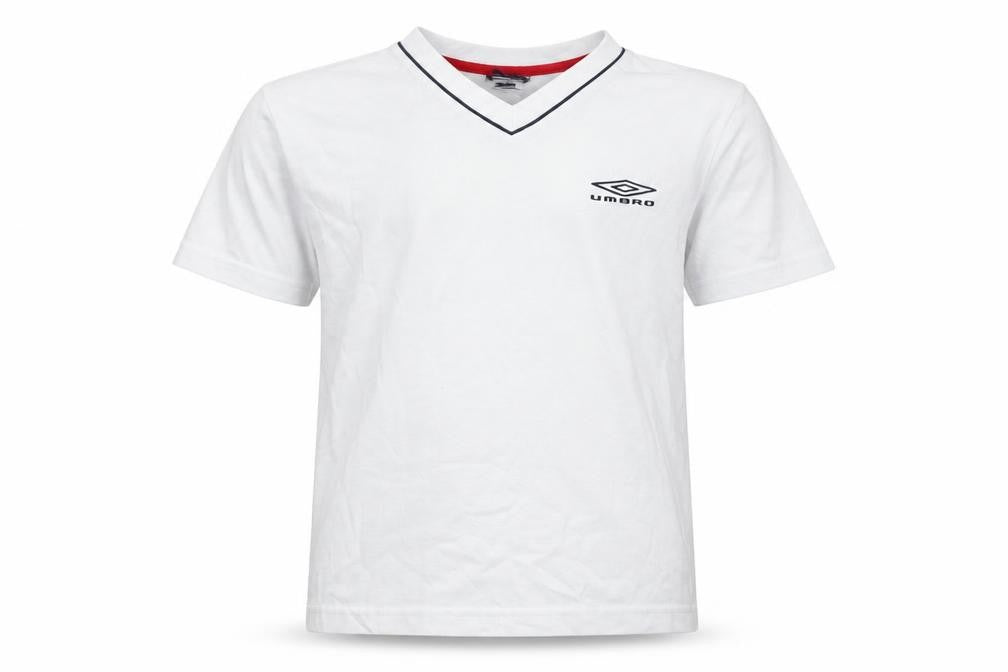 Umbro Boys White  Polyester Basic T-Shirt Size 5-6 Years V-Neck Pullover
