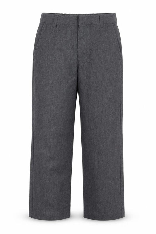 Front view of George boys’ grey polyester dress pants trousers, size 5-6, years regular hook & eye