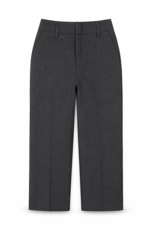 Front view of Marks & Spencer boys’ grey polyester dress pants trousers, size 5-6, years regular